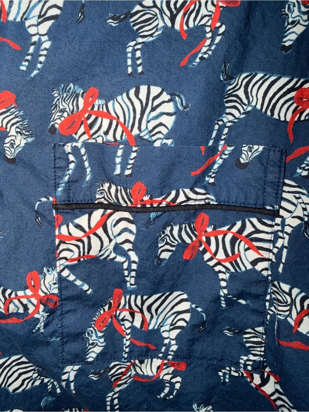 J. CREW M Cotton Poplin Pajama Top Zebra Holiday Party Animal
